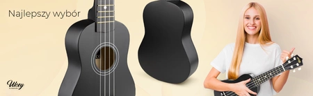 Zestaw: Ukulele sopranowe Max UKEY czarne+ tuner dwie kostki struny pokrowiec