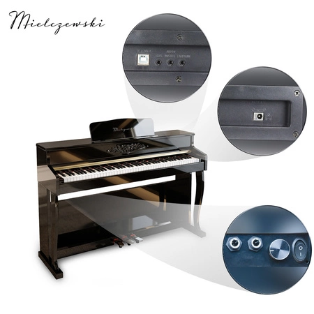 Pianino cyfrowe z mechanizmem młoteczkowym RHAPSODY czarne połysk Mielczewski