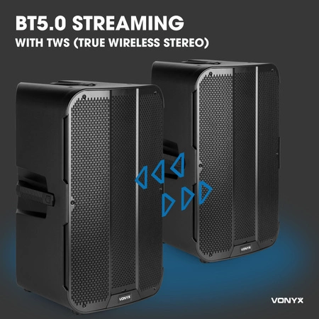 Zestaw kolumn aktywnych Vonyx VD715A z Bluetooth i bezprzewodowym parowaniem stereo - Bi-amp - 15 cali - 1800W