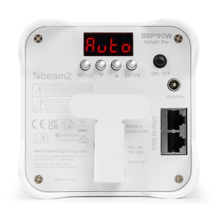 Zestaw: 4x Oświetlacz bateryjny BBP90W Par 4x 4W RGB-UV LED Beamz+ dedykowane case