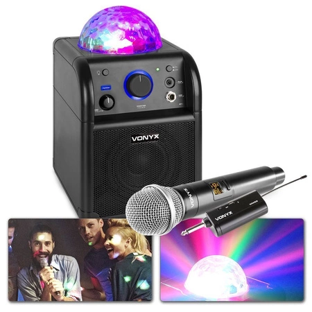 Głośnik bluetooth karaoke kula LED SBS50B BT czarny+ mikrofon bezprzewodowy