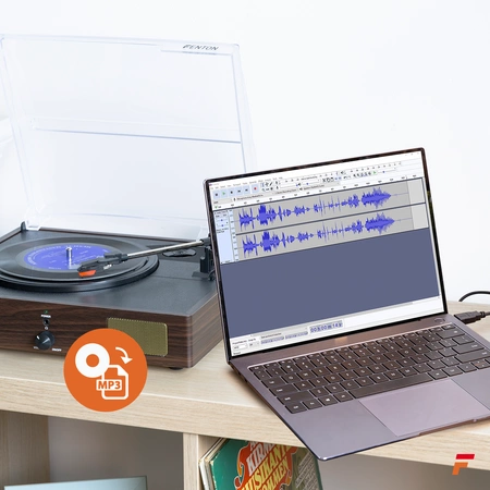Gramofon RP106DW Fenton głośniki USB brązowy