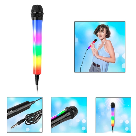 Mikrofon karaoke z oświetleniem LED RGB KMD55B czarny