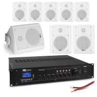 Zestaw głośników naściennych 8 x 4" BC40V biały + wzmacniacz PRM240