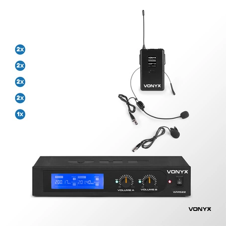 Zestaw mikrofonów nagłownych VHF Vonyx WM522B
