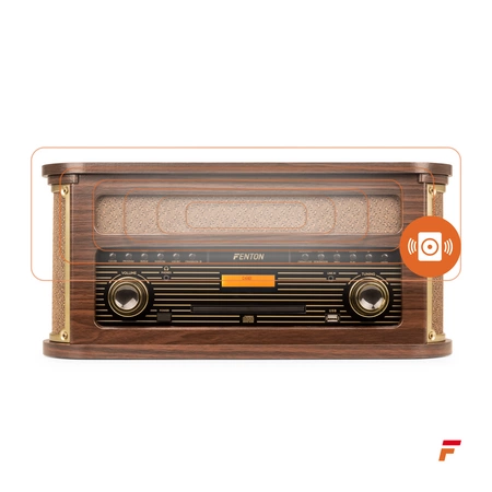 Gramofon Memphis Fenton BT CD DAB+ FM USB brązowy