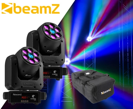 Zestaw: 2x Głowa ruchoma Cobra 160 Spot 100W z 6x 10W B-Eye Beamz+ case