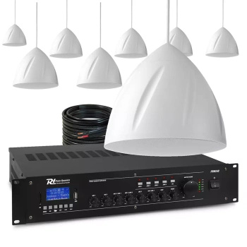 Zestaw białych głośników wiszących 8 x 5.25" PDS40W z wzmacniaczem