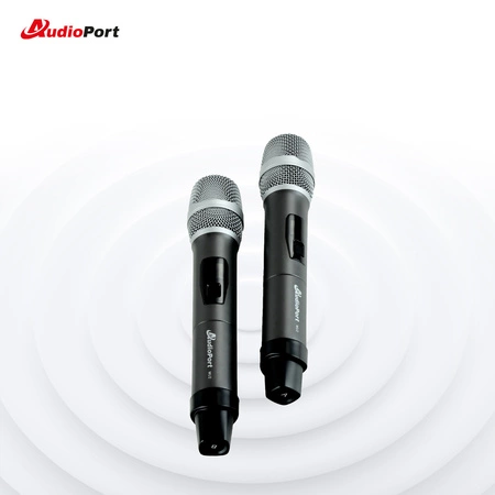 Zestaw 2 mikrofonów bezprzewodowych doręcznych UHF+ odbiornik Audioport MU2