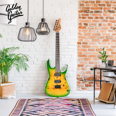 Gitara elektryczna superstrat - kompletny zestaw -Golden Guitar PSG-3 Zielony