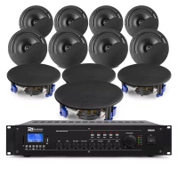 Zestaw czarnych głośników sufitowych 12 x 8" NCSP8B z wzmacniaczem