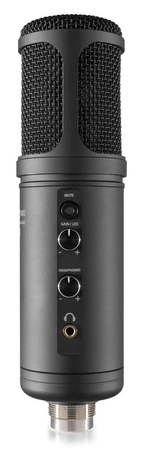 Mikrofon studyjny USB Power Dynamics PCM120 ze statywem i oświetleniem