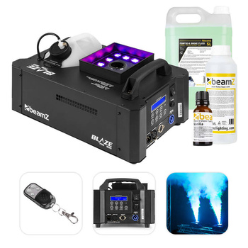 Zestaw: Wytwornica dymu pionowego LED DMX 800W BLAZE800+ płyn do dymu 5l+ płyn do czyszczenia wytwornic+ zapach