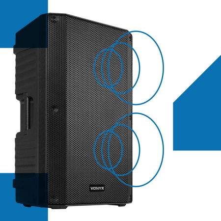 Zestaw nagłośnieniowy aktywny 2x kolumna 15" 1000W+ statywy+ okablowanie