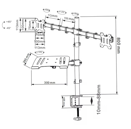 Podwójne ramię do monitora 13"-32" z podstawką na laptop CMA20L Audizio