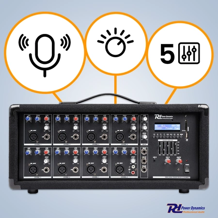 Powermikser 8-kanałowy PDM-C805A Power Dynamics
