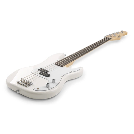 Zestaw; Gitara elektryczna basowa GigKit biała+ wzmacniacz statyw akcesoria