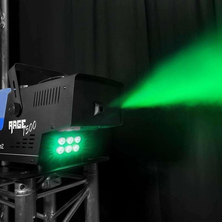 Zestaw: Wytwornica dymu LED 1500W Rage1500LED+ płyn do dymu 5l+ płyn do czyszczenia wytwornic+ zapach Beamz