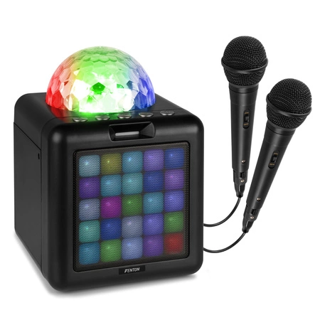 Głośnik bluetooth karaoke z półkulą LED 15W BT 2 mikrofony Fenton