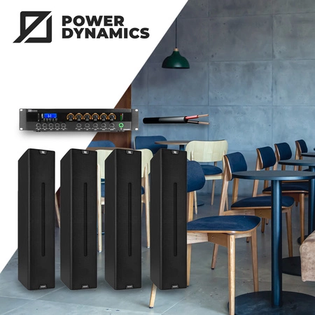 Zestaw nagłośnienia kolumnowego 100V Power Dynamics czarny