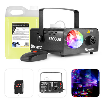 Zestaw: Wytwornica dymu LED 700W S700-JB+ płyn do dymu 5L Beamz