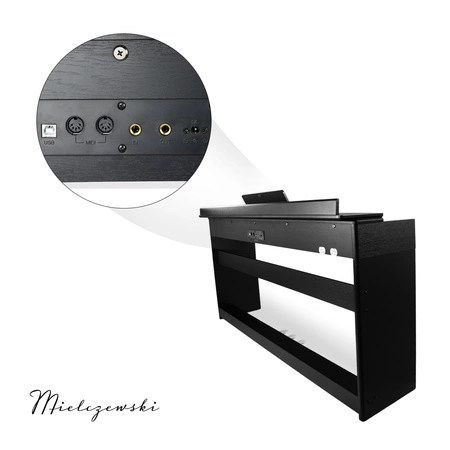 Pianino cyfrowe ze statywem 88 dynamicznych klawiszy ETIUDA czarne Mielczewski