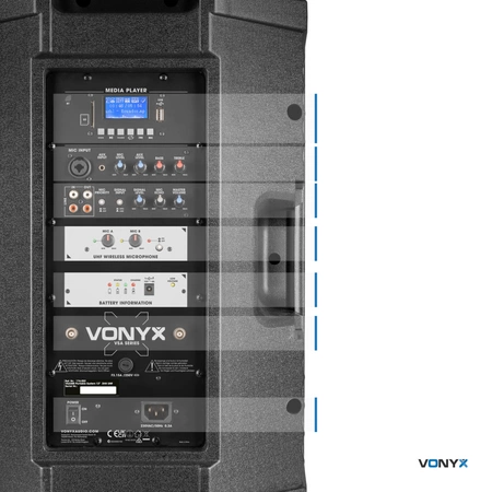 Zestaw: Kolumna mobilna PORT VSA700 15" Vonyx+ boombox