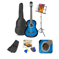 Zestaw: Gitara klasyczna 39'' SoloArt Max kolor niebieskie +statyw gitarowy +stojak na nuty +akcesoria