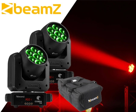 Zestaw: 2x Głowa ruchoma Cobra 720 Wash 7x 20W z zoomem Beamz+ case
