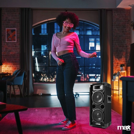 Zestaw: Pasywna kolumna pasywna MAX26 2x 6'' 600W, wzmacniacz, mikser, mikrofony, kable