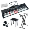 Zestaw: Keyboard 61 podświetlanych klawiszy+ podwójny statyw pod keyboard+ ławka+ naklejki na klawisze