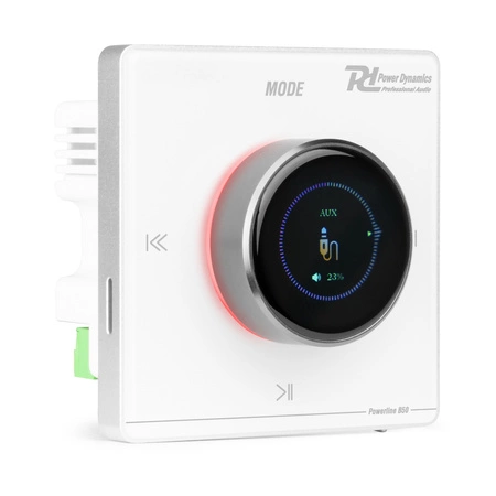 Wzmacniacz audio Powerline B50W do montażu w ścianie BT/LCD, biały
