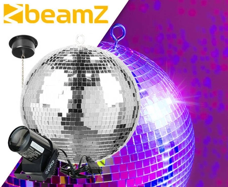 Zestaw: Kula lustrzana 30cm MB30+ napęd sieciowy+ reflektor peflektor pinspot LED 5W