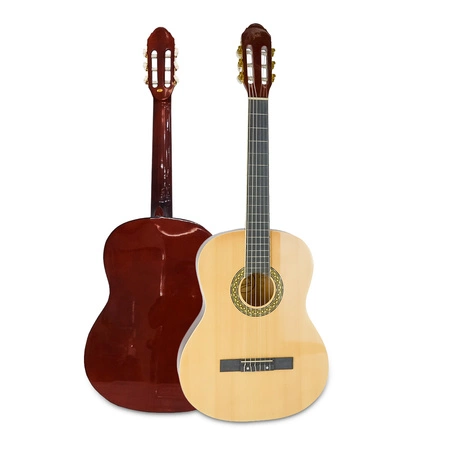 Zestaw: Gitara klasyczna naturalna 4/4 39" Golden Guitar+ pokrowiec tuner struny kostki