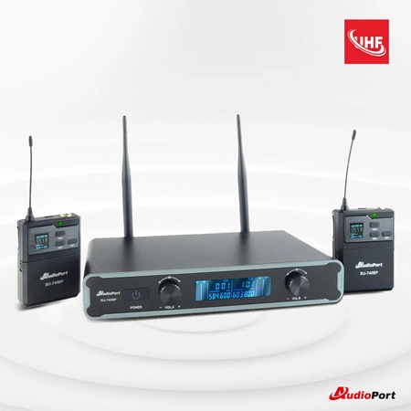 Zestaw mikrofonów bezprzewodowych UHF 2x nagłowny+ 2x krawatowy 2x bodypack+ stacja Audioport SU-740HH