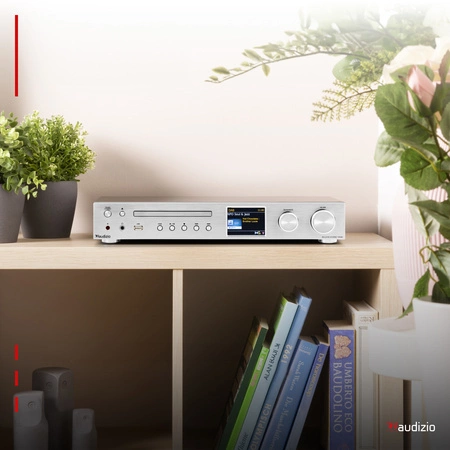 Radio internetowe DAB CD ze wzmacniaczem Bolzano Audizio srebrne