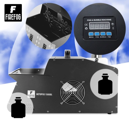 Wytwornica baniek i dymu z efektem LED Octopus 1500BL DMX pilot Firefog