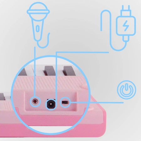 Keyboard 37 klawiszy edukacyjny dla dziecka z mikrofonem na statywie BD-375 BDMusic różowy