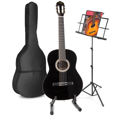 Zestaw: Gitara klasyczna 39'' SoloArt Max czarna +statyw + pulpit na nuty +ackesoria