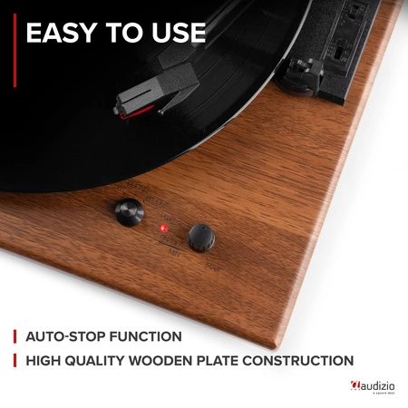 Gramofon Audizio RP112L z wejściem/wyjściem BT, ciemne drewno