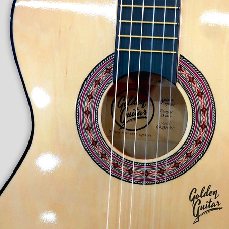 Zestaw: Gitara klasyczna 4/4 38" kolor naturalny GK38NAT Golden Guitar+ pokrowiec+ tuner+ struny+ kostki