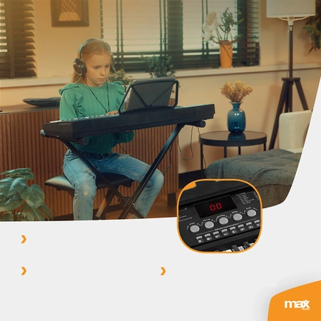 Zestaw: Keyboard 61-klawiszy bateria statyw słuchawki KB15SET Max