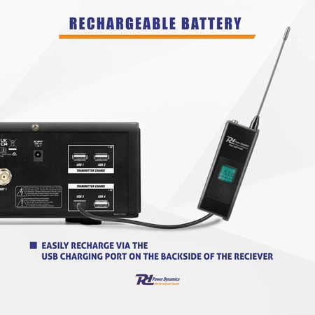 Zestaw mikrofonów bezprzewodowych UHF Power Dynamics PD524B z 4 mikrofonami typu bodypack