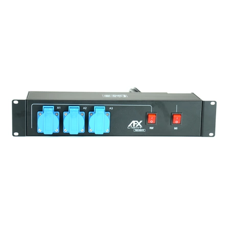 Dystrybutor zasilania 16A 9 gniazd, rack 19 PBOX-9SW-FR AFX Light