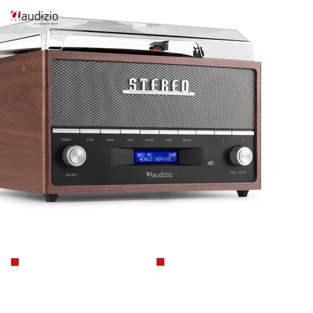 Gramofon retro Frisco Audizio z radiem DAB brązowy