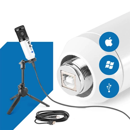 Mikrofon studyjny USB Vonyx CM320W ze statywem stołowym - biały