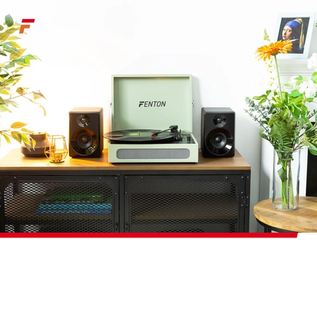 Gramofon w walizce RP118C Fenton wejście/wyjście BT zielony