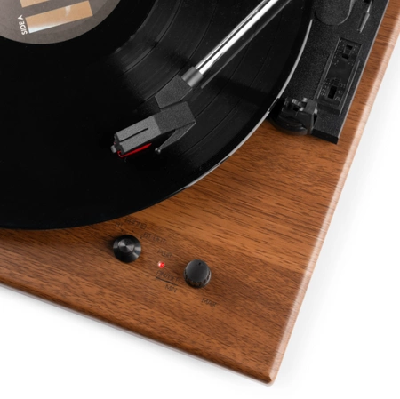 Gramofon Audizio RP112L z wejściem/wyjściem BT, ciemne drewno