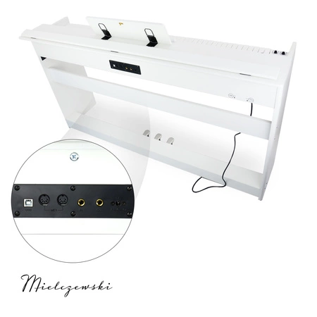 Pianino cyfrowe ze statywem 88 dynamicznych klawiszy ETIUDA białe Mielczewski