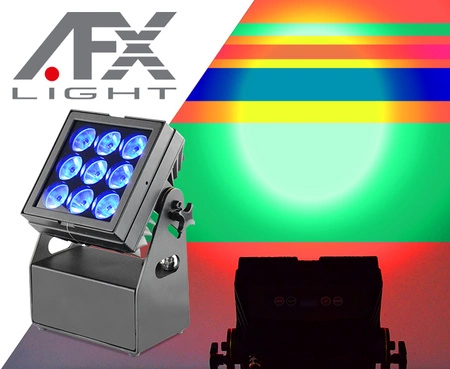 Reflektor akumulatorowy zewnętrzny 9x 6W RGB LED 4w1 AFX MOBICOLOR9